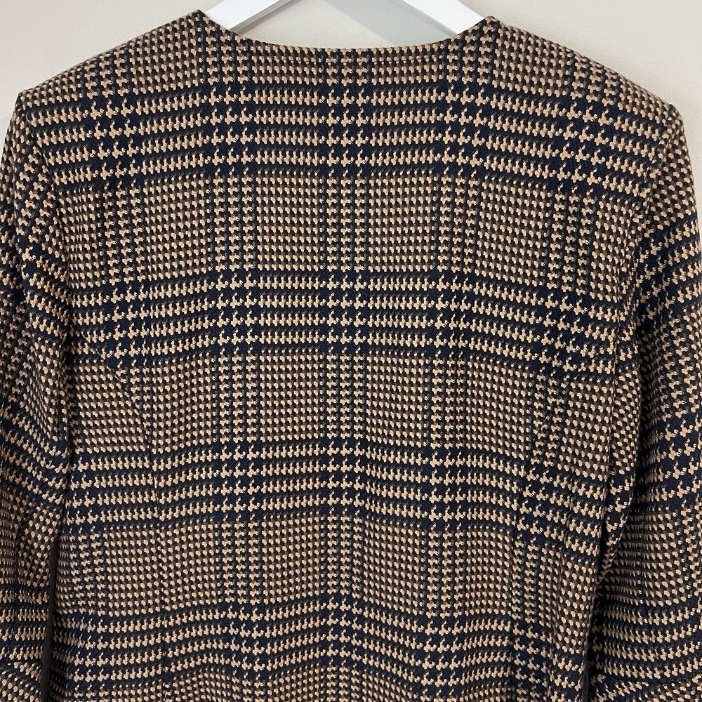 CAbi Women's Small Tartan Plaid Flounce Jacket Longline Dark Acadamia # 3902 - Picture 6 of 10